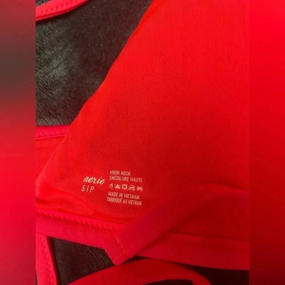 Aerie Bright High Neck Halter Matching Cheeky High Waist Bikini Swim Set XS #220 - Picture 4 of 6